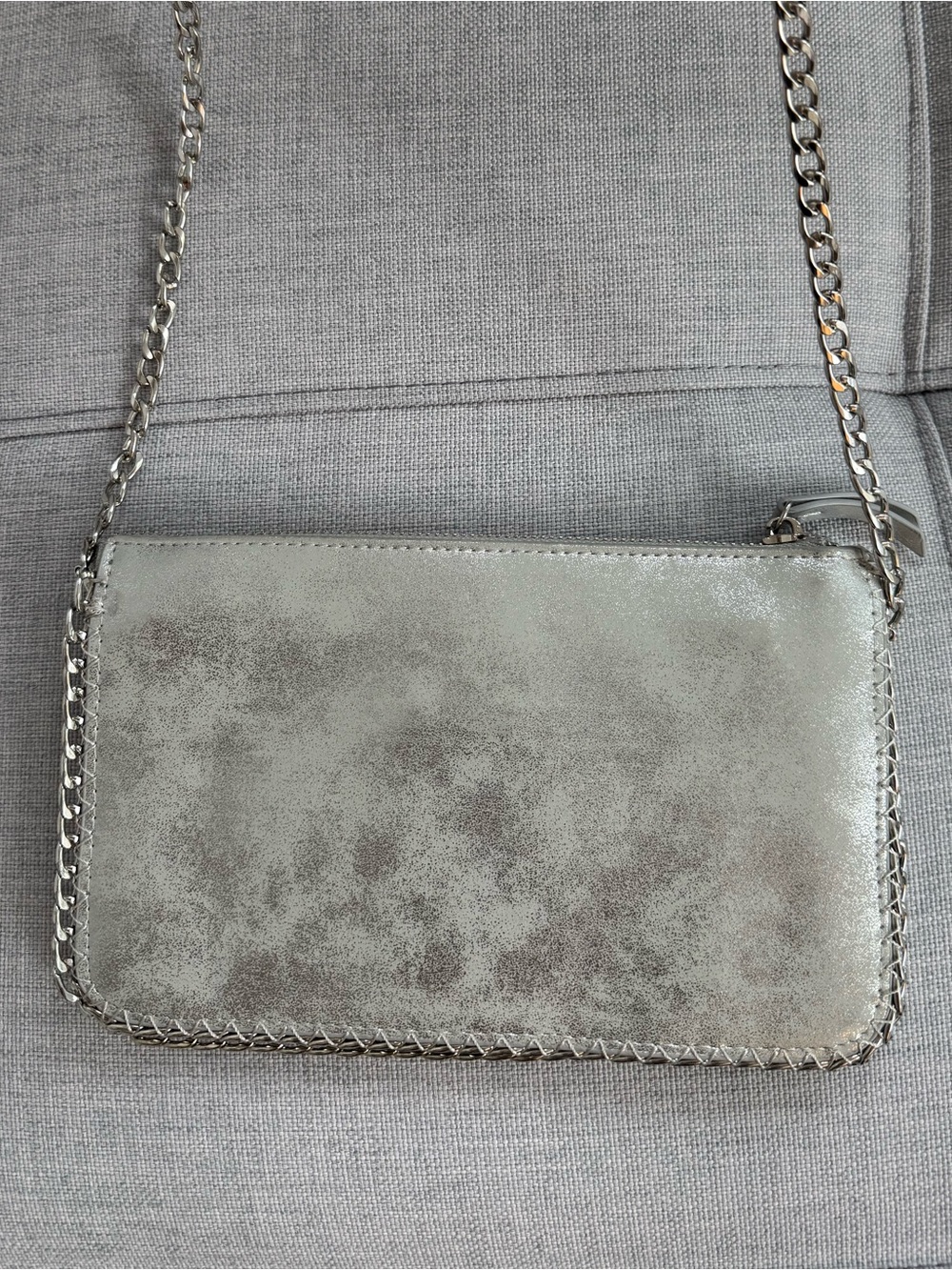 Silver Metallic Chain Crossbody Bag